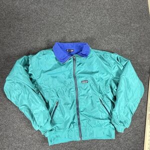 Vintage Patagonia Jacket Mens Medium Green Blue Synchilla Fleece Lined USA 90s